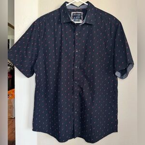 Denim & Flower Ricky Singh slim-fit short-sleeve shirt Blue flamingo Men XL